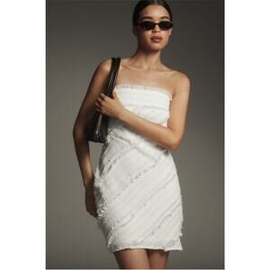 Anthropologie NWT Endless Rose Strapless Textured White Mini Dress Medium ($140)